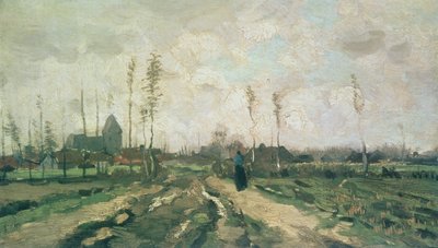 Krajina s kostelem a domy, Nuenen, 1885 od Vincent van Gogh