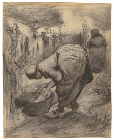 Sedlák s umyvadlem v zahradě; Selka s umyvadlem v zahradě, 1885 od Vincent van Gogh
