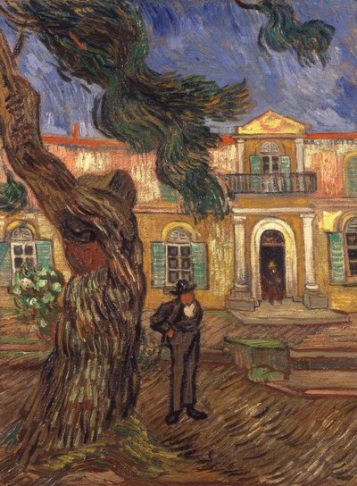 Borovice a postava před nemocnicí Saint-Paul od Vincent van Gogh