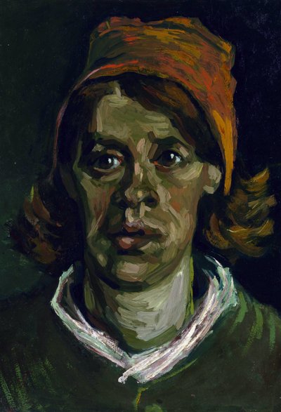 Obraz ""Portrét venkovské ženy s červenou kápí"" (Hlava venkovské ženy s červenou kápí) od Vincenta Van Gogha (1853-1890) od Vincent van Gogh