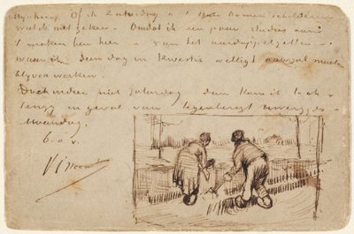 Pohlednice s dvěma rolníky kopat od Vincent van Gogh