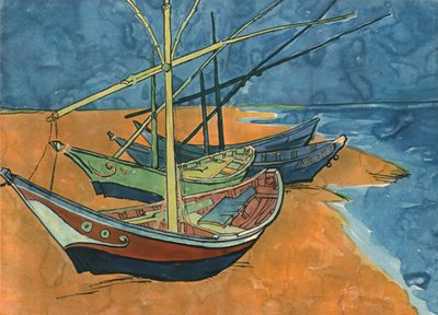 Plachetnice na pláži v Les Saintes-Maries, červen 1888, 1947. od Vincent van Gogh