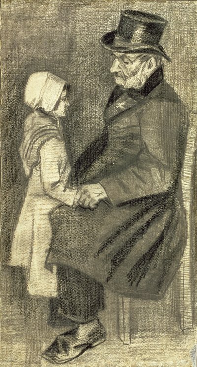 Sedící muž se svou dcerou, 1882 od Vincent van Gogh
