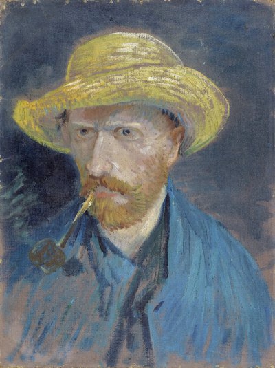 Autoportrét se slaměným kloboukem a dýmkou par Gogh, Vincent, van (1853-1890). Olej na plátně, rozměr: 42,5x32,1 od Vincent van Gogh