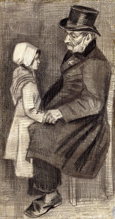 Sedící muž s holčičkou; Sedící muž s dívkou, 1882 od Vincent van Gogh