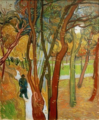 Chodci v parku s padajícím listím od Vincent van Gogh