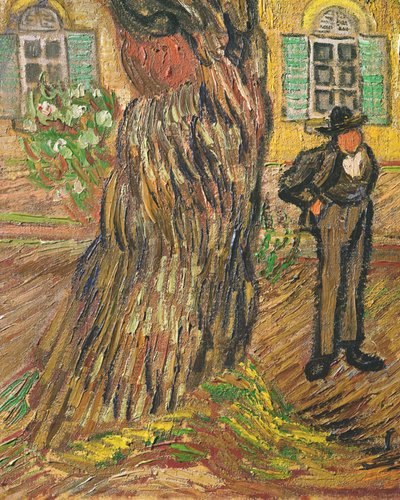 Nemocnice svatého Pavla, St. Remy, detail muže a stromu, 1889 olej na plátně detail 36527 od Vincent van Gogh