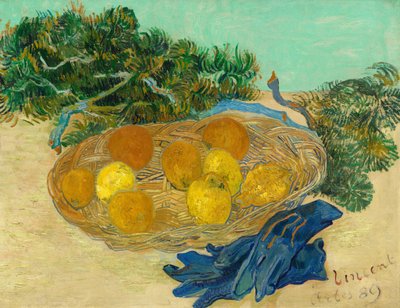 Zátiší z pomerančů a citronů s modrými rukavicemi, 1889. od Vincent van Gogh