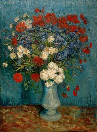 Zátiší: váza s chrpami a máky od Vincent van Gogh