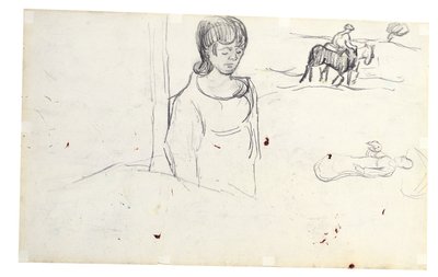 Studie ženy a venkovské krajiny od Vincent van Gogh