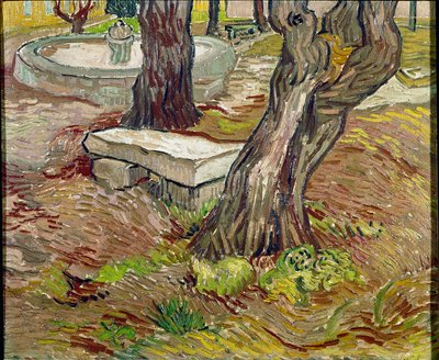 Park azylového domu Saint Paul (Saint Paul) v Saint-Remy (Saint Remy) nebo Bench de Pierre. Obraz Vincenta Van Gogha (1853-1890) od Vincent van Gogh