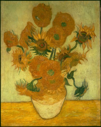 Čtyři deset slunečnic ve váze od Vincent van Gogh