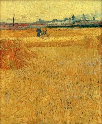 Pšeničné pole s výhledem na Arles od Vincent van Gogh