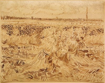Pšeničné pole se svazky obilí od Vincent van Gogh