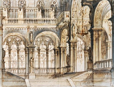 Scénografie Francesca Bagnara pro třetí scénu Capuleti a Montague, operu Vincenza Belliniho (1801-1835), uvedenou v divadle La Fenice v Benátkách od Vincenzo Bellini