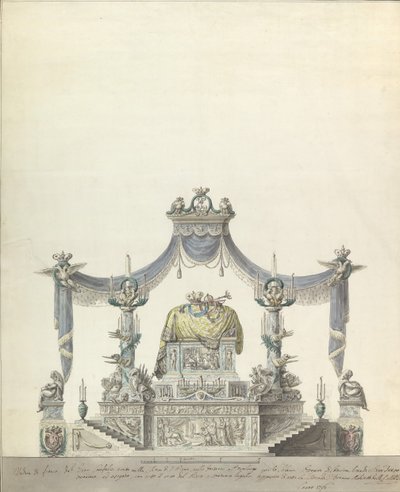 Katafalk císařovny Kateřiny Veliké z Ruska Side Elevation., 1796. od Vincenzo Brenna