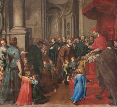 Milán, kostel San Francesco da Paola, Fratelli Campi, San Carlo zakládá školu křesťanské nauky od Vincenzo and Campi Antonio Campi