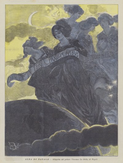 Vánoční svítání (barevná litografie) od Vincenzo La Bella