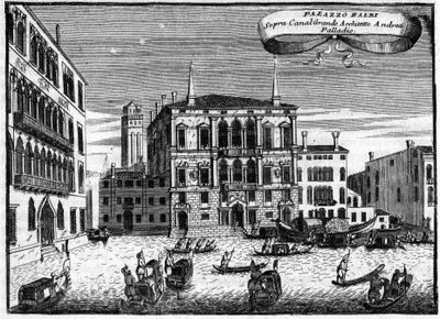 Benátky Itálie: Palazzo Balbi od architekta Andrey Palladia ve filmu „Singularita Benátek“ od Vincenza Coronelliho (1650-1718). od Vincenzo Maria Coronelli