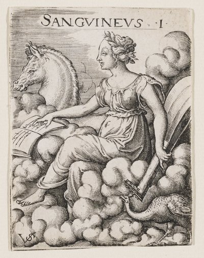Sanguine Temperament, cca 1530-62 (rytina) od Virgilius the elder Solis