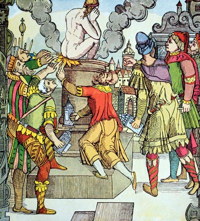Vergiliova pomsta, dřevoryt ze 16. století od Virgila Solise (dřevořez) od Virgilius the elder Solis