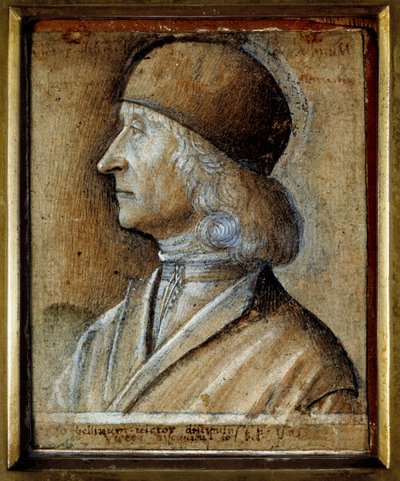 Portrét Giovanniho Belliniho dit il Giambellino (1430-1516), benátského malíře renesance. Kresba Vittore od Mattea Belliniana (v. 1485-1529) od Vittore Belliniano