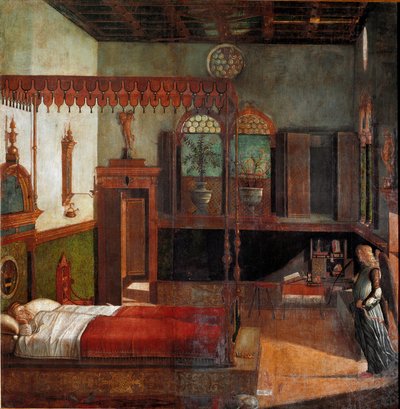 Cyklus života svaté Uršuly: sen svaté Uršuly. (Malování od Vittore Carpaccio