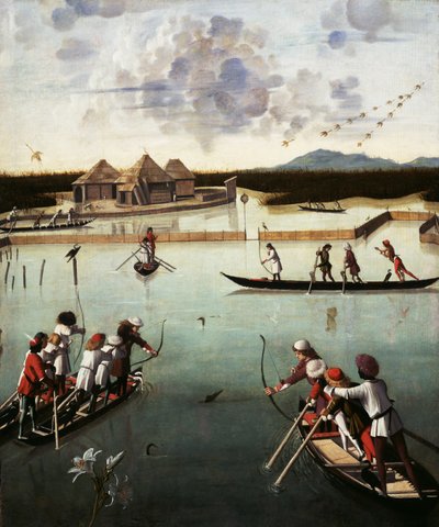 Lov na laguně, asi 1490-5 (olej na desce) od Vittore Carpaccio