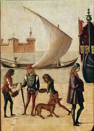 Legenda o svaté Uršule: detail příjezdu velvyslanců (ze zlaté legendy Jacopa da Varagine) (temperaa na plátně od Vittore Carpaccio