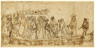 Anglický princ Conan se loučí se svým otcem (pero a inkoust přes křídu na papíře) od Vittore Carpaccio