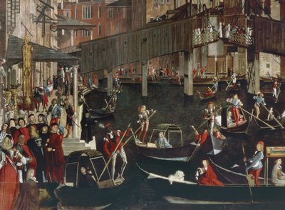 Zázrak relikvie pravého kříže na mostě Rialto od Vittore Carpaccio