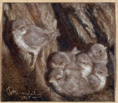 La couvee Pastel od Vittoria Guandaliniho (1861-1923) od Vittorio Guandalini