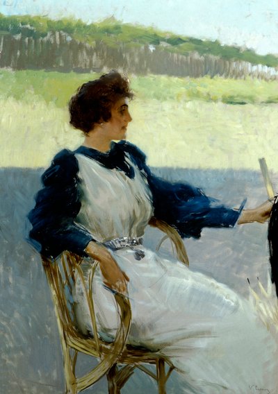 Portrét dámy venku od Vittoria Mattea Corcose (1859-1933), olej na plátně, 92x64 cm, cca 1910 od Vittorio Matteo Corcos