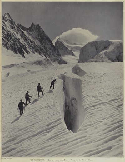 V oblasti Dauphine ve francouzských Alpách: trhlina na Glacier Blanc na Barre des Ecrins od Vittorio Sella