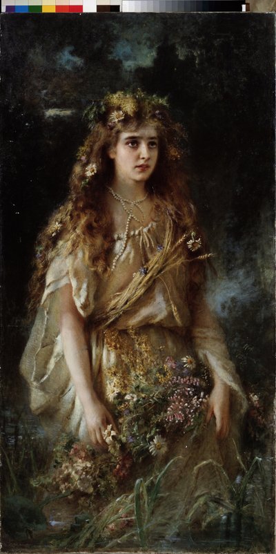Ofélie (Ophelia). Peinture de Vladimir Yegorovich Makovski (Makovsky, Makovskij) (1846-1920), huile sur toile od Vladimir Egorovic Makovsky