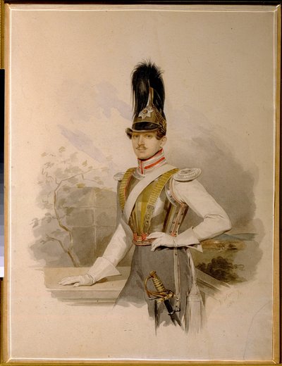 Portrét hraběte Valentina Grigorjeviče Stroganova (1801-1833) (portrét hraběte V.G.Stroganova). dílo Vladimíra Ivanoviče Hau (Gau) (1816-1895), akvarel na papíře, před 1832. Ruské umění od Vladimir Ivanovich Hau