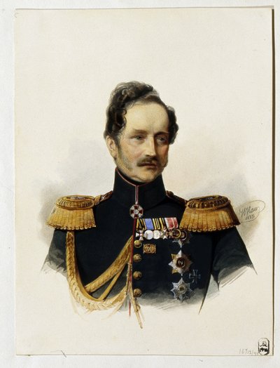 Portrét prince Alexeje Fjodoroviče Orlova (1787-1862) (Portrét prince A. F. Orlova). Ruský voják a diplomat. Dílo Vladimíra Ivanoviče Hau (Gau) (1816-1895), akvarel na papíře od Vladimir Ivanovich Hau