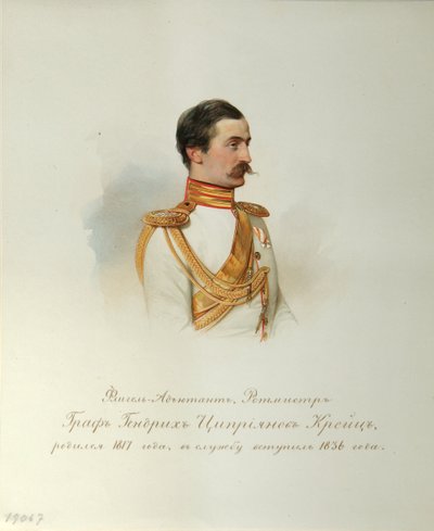 Portrét hraběte Heinricha Cyprianoviče von Kreutz (Z alba císařské koňské gardy) - Hau (Gau), Vladimir Ivanovič (1816-1895) - 1846-1849 - Akvarel na papíře - Institut ruské literatury IRLI (Puškinův dům), Petrohrad od Vladimir Ivanovich Hau