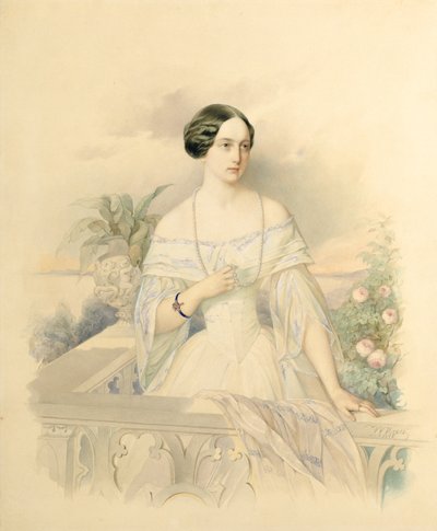 Portrét velkovévodkyně Olgy Nikolaevny, 1846 (wc na kartonu) od Vladimir Ivanovich Hau