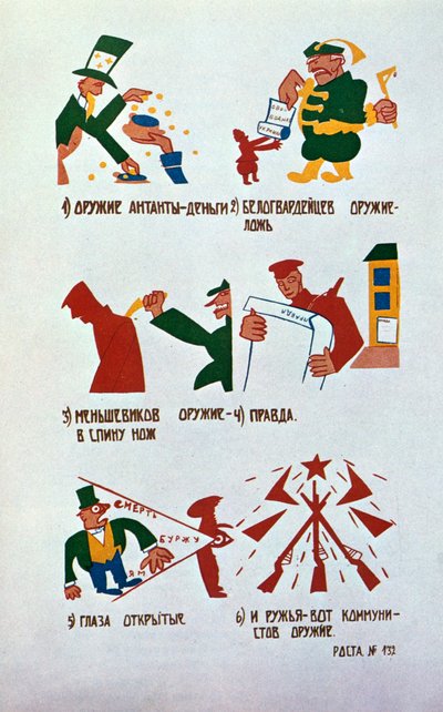 Karikatura proti monarchistům, Okna Rosta, 1920. od Vladimir Mayakovsky