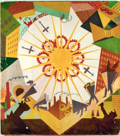 Scénografie k autorově hře Mystery Bouffe (kvaš, tužka na papíře) od Vladimir Mayakovsky