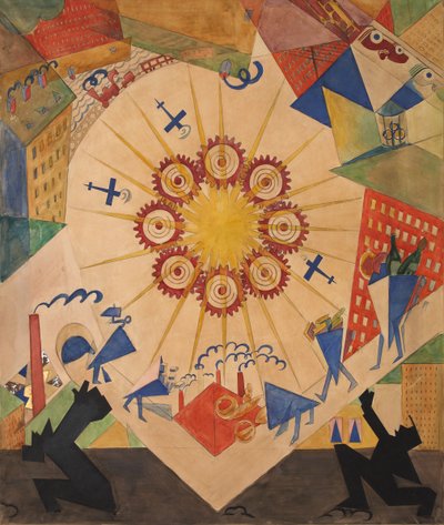 Země zaslíbená. Scénografie k divadelní hře Mystery-Bouffe od Vladimira Majakovského, 1919. od Vladimir Vladimirovich Mayakovsky