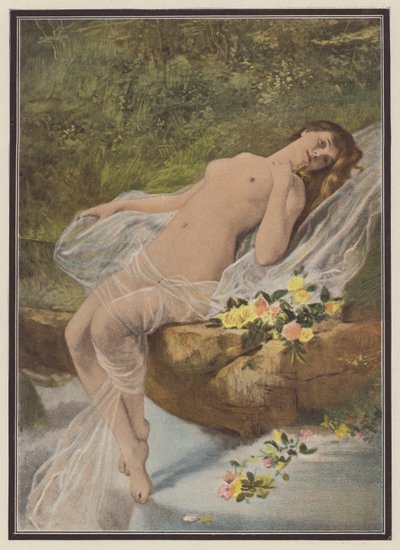 Žena s květinami (barva litho) od Vlaho Bukovac