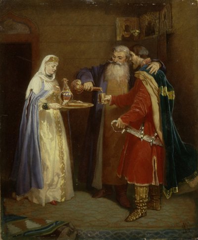 Boyerovo uvítání Návštěva Boyera Morozova u prince Serebarena, 1865 od Vyacheslav Grigoryevich Schwarz