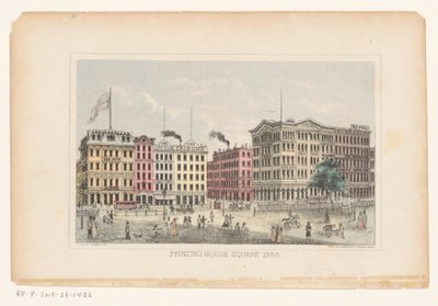 Park Row, Manhattan Čtvercová tiskárna 1868 (název na objektu) od W.C. Rogers and Co.