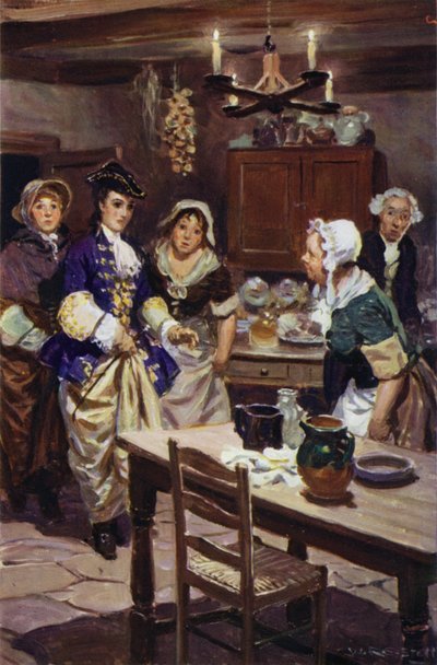 Příjezd Sophie a Honor do hostince (barva litho) od W.R.S. (after) Stott