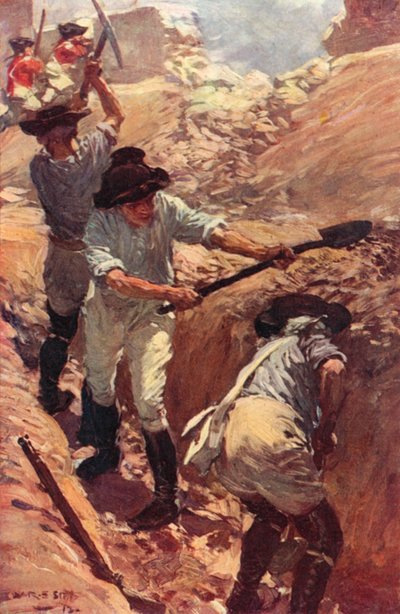 Clive in the Trenches at Arcot (color litho) od W.R.S. (after) Stott