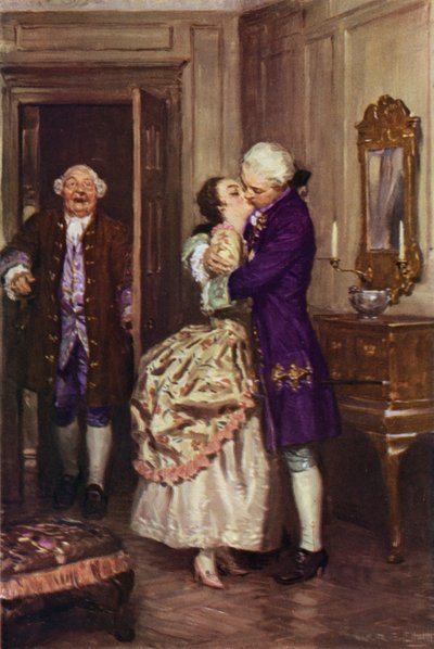 "Potom ji chytil do náruče a políbil" (barva litho) od W.R.S. (after) Stott