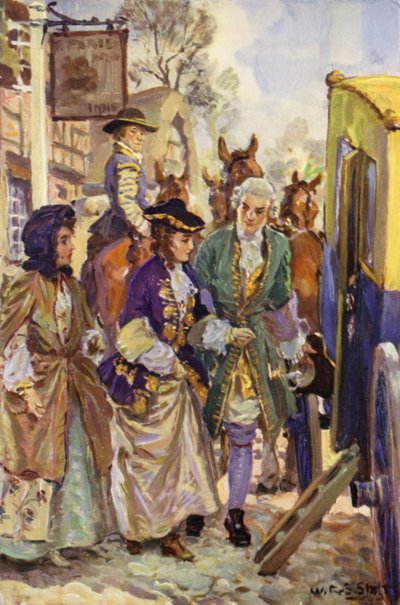 „Jeho lordstvo zavedlo dámy do vozidla“ (barva litho) od W.R.S. (after) Stott