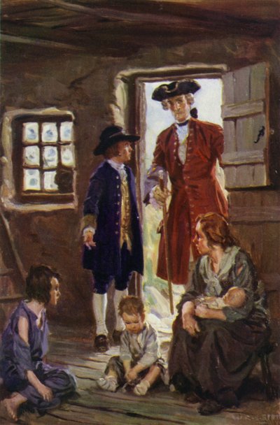 „Mladý Jones ho lstivě přitáhl do obydlí Black George“ (barva lito) od W.R.S. (after) Stott